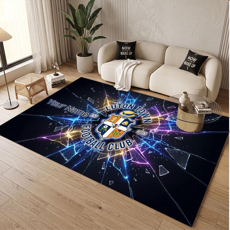 Custom Rug Luton Town Pattern Print Name Text Soft Non‑Slip Floor Carpet for Home Indoor Decoration