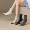 Krazing Pot Microfiber Basic Design Winter Pointed Toe Metal Thin High Heels Modern Boots Women Ankle Boots