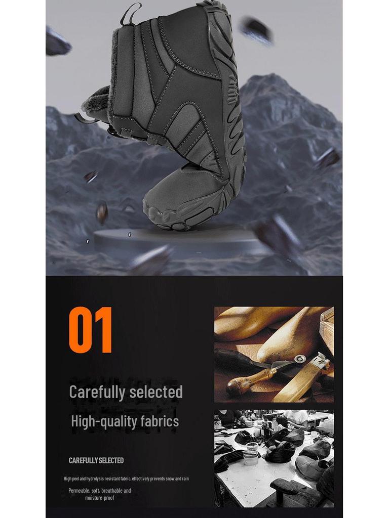 Waterproof Non-Slip Five-Finger Snow Boots with Velvet Lining for Outdoor Hiking