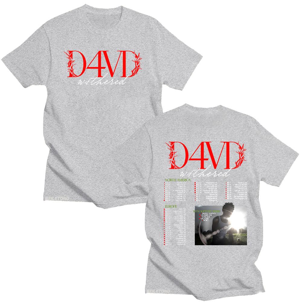D4vd Withered 2025 Welttournee T-Shirt Herren Damen Hip Hop Oberteile Sommer Rundhals Kurzarm T-Shirt Mode Baumwolle Locker Streetwear