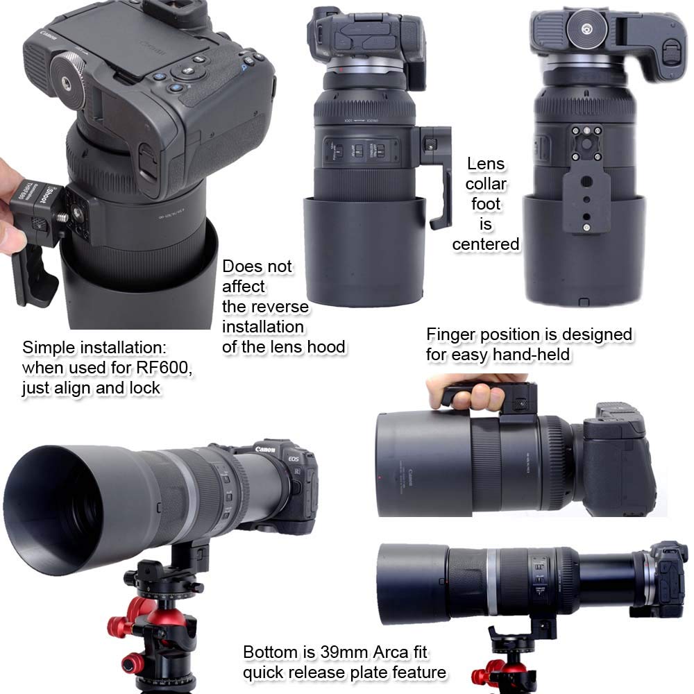 iShoot CNC Metal Lens Support Collar Camera Ring Tripod Mount Tripod Mount Ring Lens Bracket Collar Tripod Socket Compatible with Canon RF 600mm F11