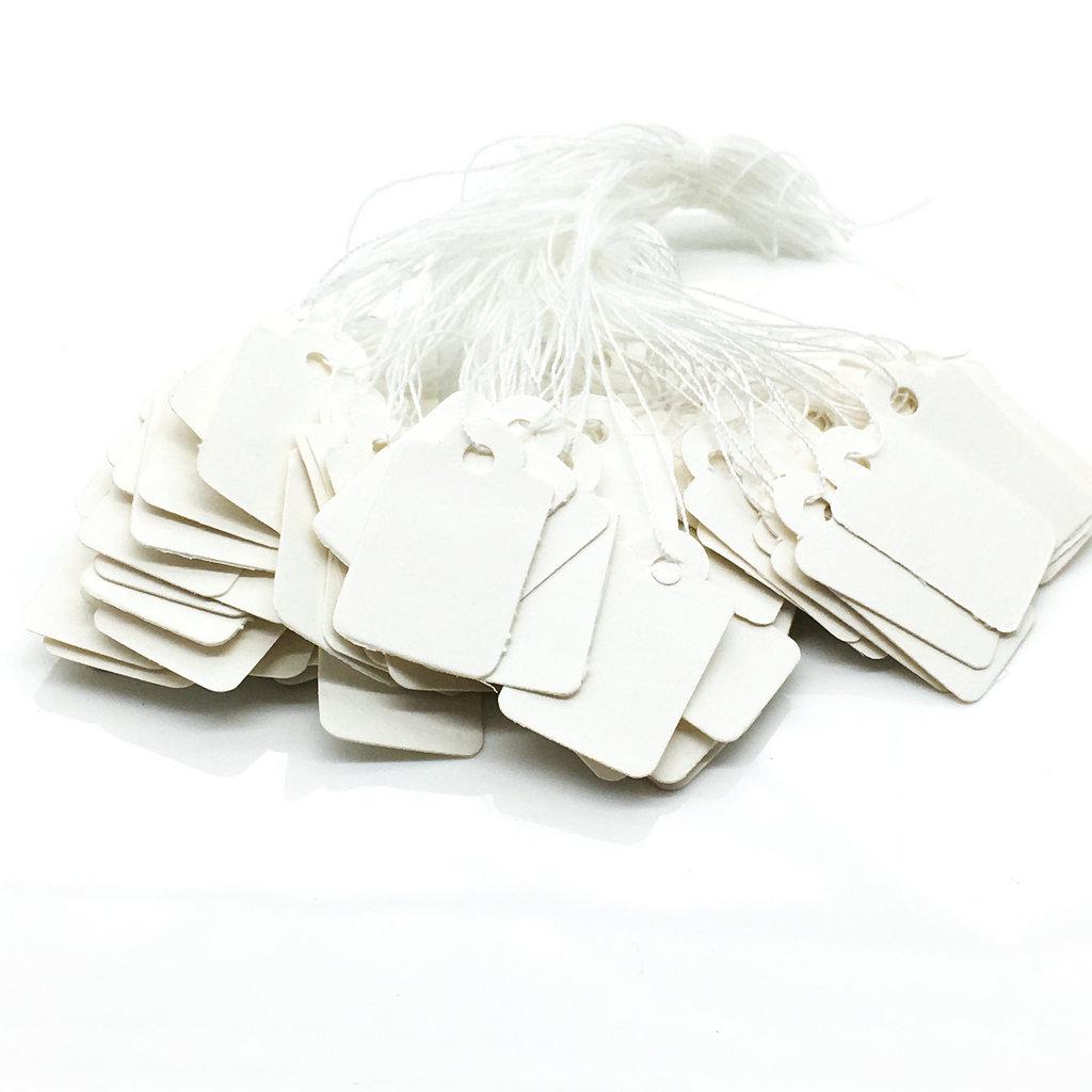 1000x Bulk Blank White Paper String Label Jewelry Clothing Pricing Tags ...