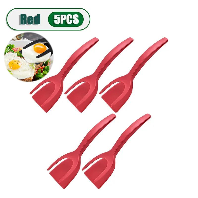 2 In 1 Nylon Grip Flip Tongs Egg Spatula Tongs Steak Spatula Tongs Clamp Pancake Fried Turners Kitchen Accessories