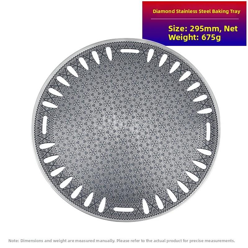 Stainl Steel Non-sti BBQ Net Tray Round Plate Pan Restaurant Round Fried Meat Korean Bbq Grill Grille Barbecue Korean Grill Pan