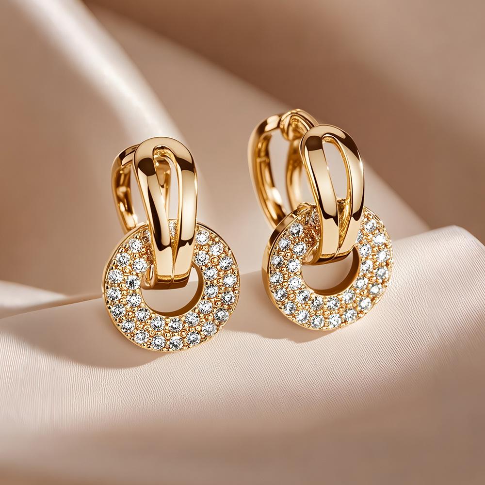 18k Rose Gold Plated 925 Sterling Silver Small Hoop Earrings with Diamond Accents