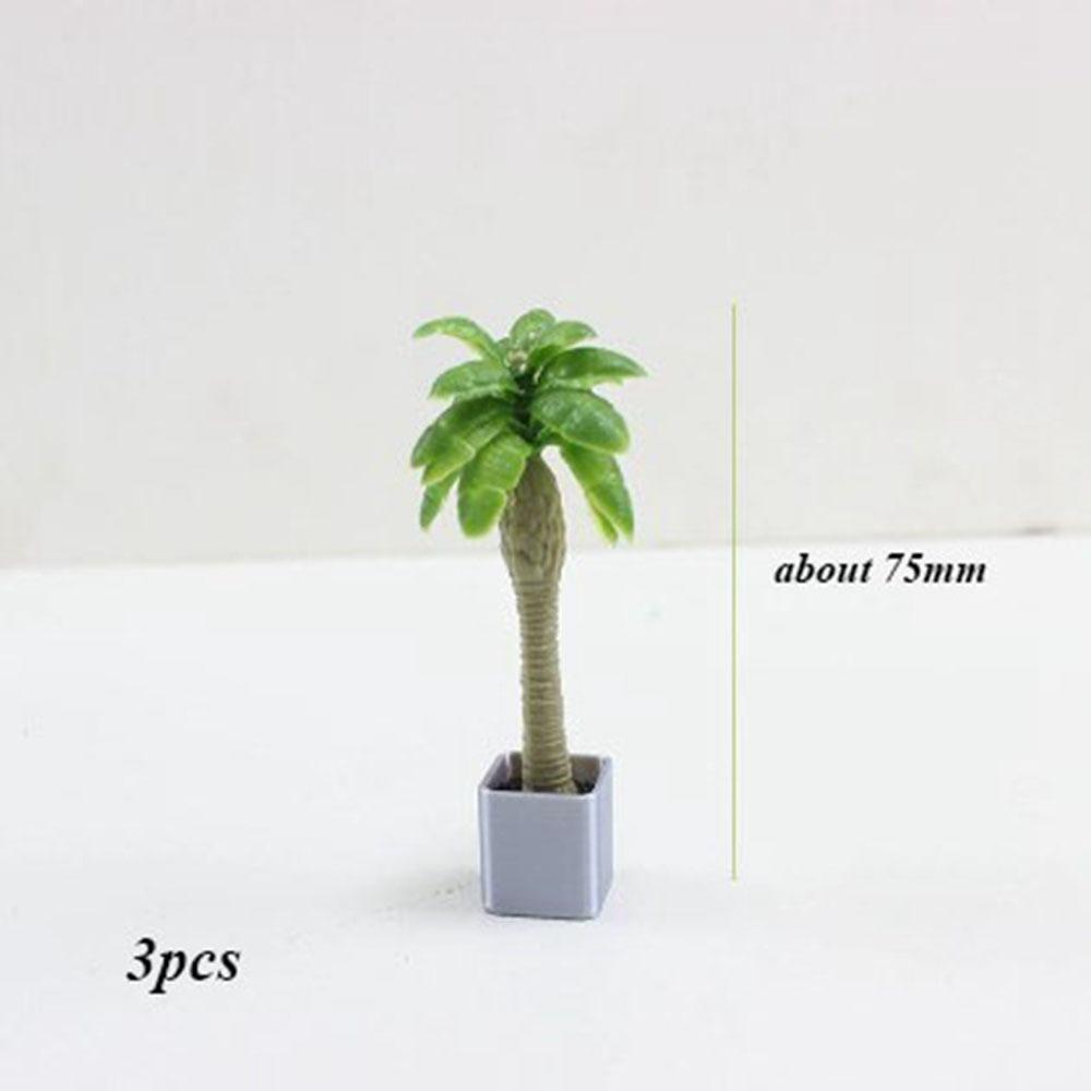 3pcs New 1:12 Dollhouse Miniature Potted Plant Multistyles Mini Bonsai Garden Home Model Play House Decor Doll House Accessories