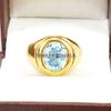 Aquamarin Oval geschliffen Mit 925 Sterling Silber Vergoldeter Ring Für Herren #A756 JL375659101958