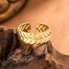 Yousheng Thumb Ring Retro Leaf Shape Adjustable Opening Design Finger Ring Anti-Oxidation Stainless Steel Finger