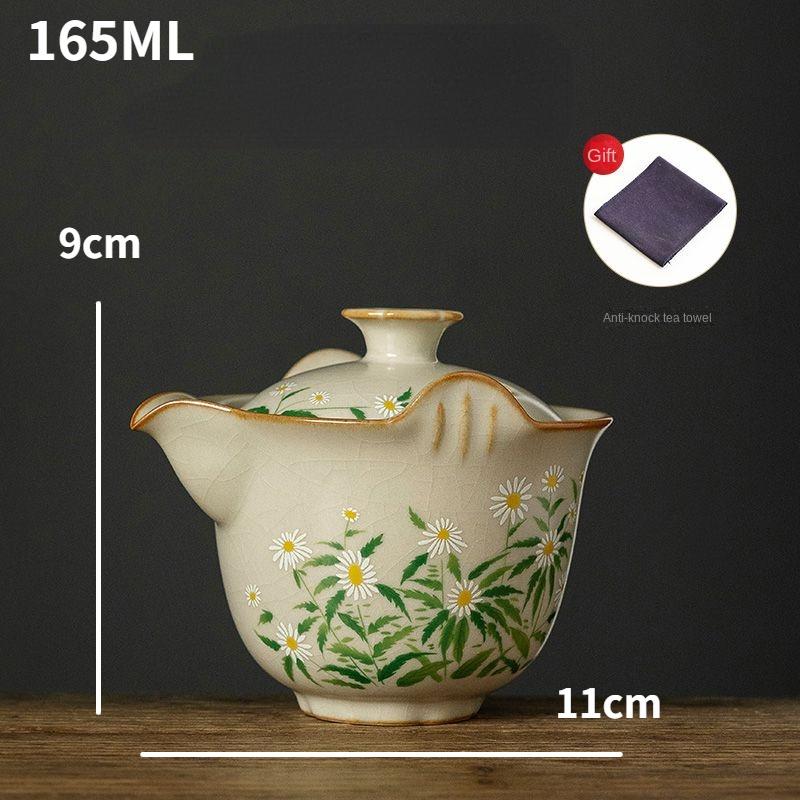 

Чайный сервиз Ru Kiln Daisy для путешествий, домашний керамический чайный сервиз Kung Fu, портативный для кемпинга, чаепития, хранения в ручной клади
