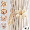 2pcs Modern Polyester Curtain Tiebacks, Adjustable No-Drill 3D Cartoon Animal Design, Creative Window Drapery Holdbacks for Living Room Decor