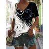 Womens V-Neck Short Sleeve T-Shirt With 3D Printed Striped Loose Fit Casual Chic Top 2025