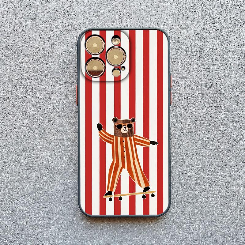 Simple Cute Green And White Plaid Animal Phone Case for Iphone 17 16 15 14 Pro Max 16 Plus 13 12 Mini 11 Pro Max XR XS X Cover