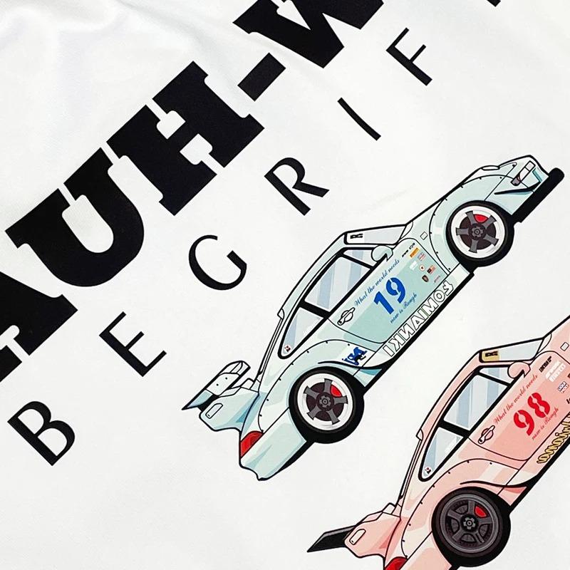 Hot RWB Modified Car Graphic Print T-shirt Bay Shore Theme Hellaflush Men Women Short Sleeve Couples Same Style Loose Casual Oversized Summer New Tee
