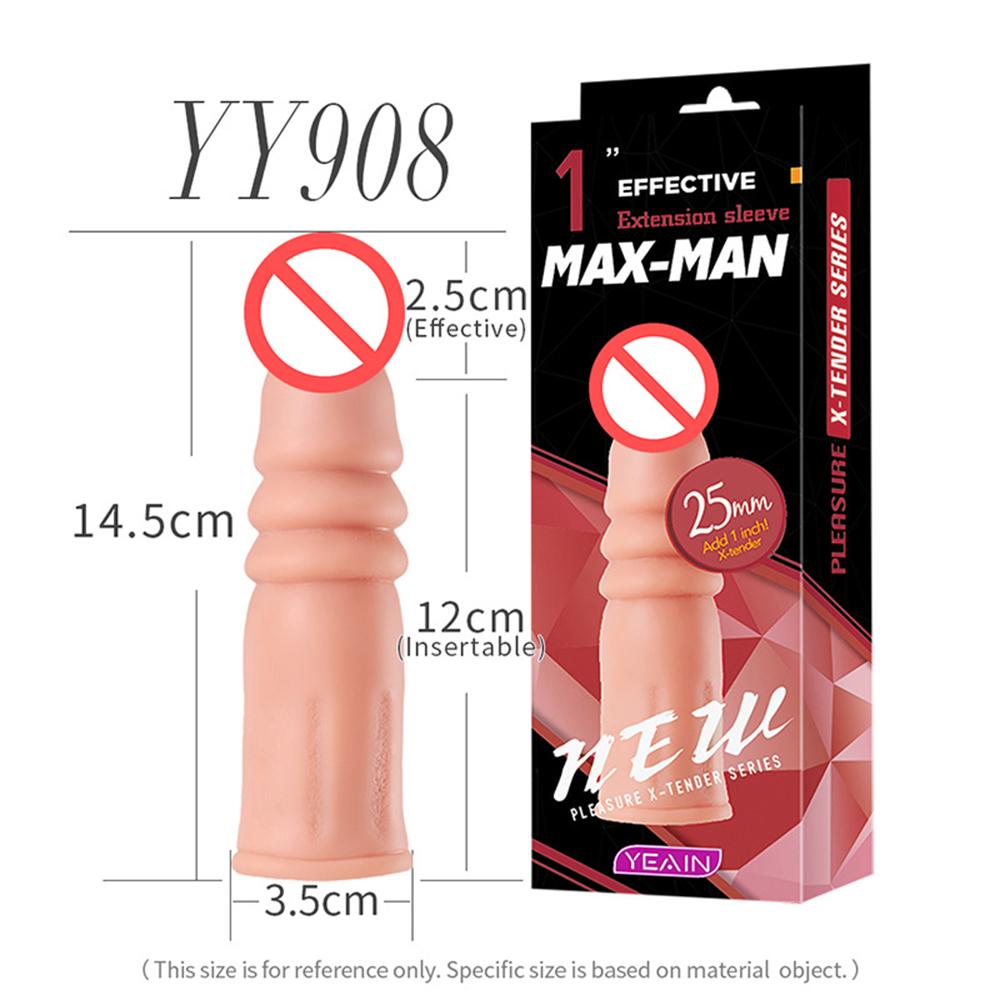 Reusable Penis Sleeve Extender Realistic Penis Condom Silicone Extension Sex Toy for Men Cock Enlarger Condom Sheath Delay