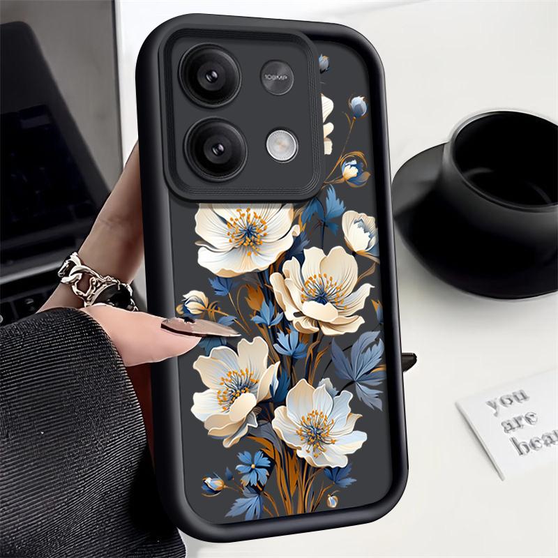 White Flower Pattern Case For Xiaomi Redmi Note 14 4G 13 Pro Plus Note 13 12 14 Pro 5G 11S 13C Soft TPU Silicone Phone Cover