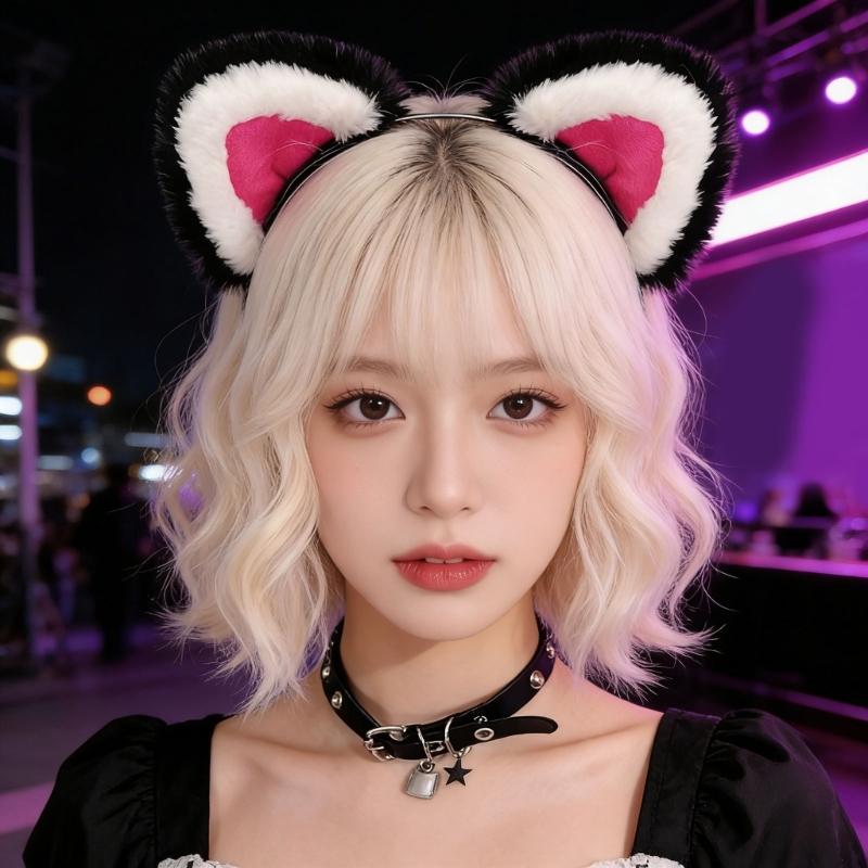 Handcraft Plush Tigers Ears Headband Faux Furs Tail for Halloween Cosplay Party Costume Accessories for Kids Adults
