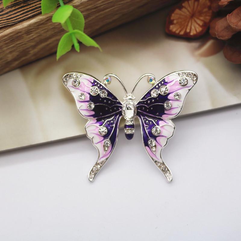 

Мода 2020 Стразы Эмаль Брошь-булавка Бабочка Аксессуар для шарфа и одежды фиолетовый