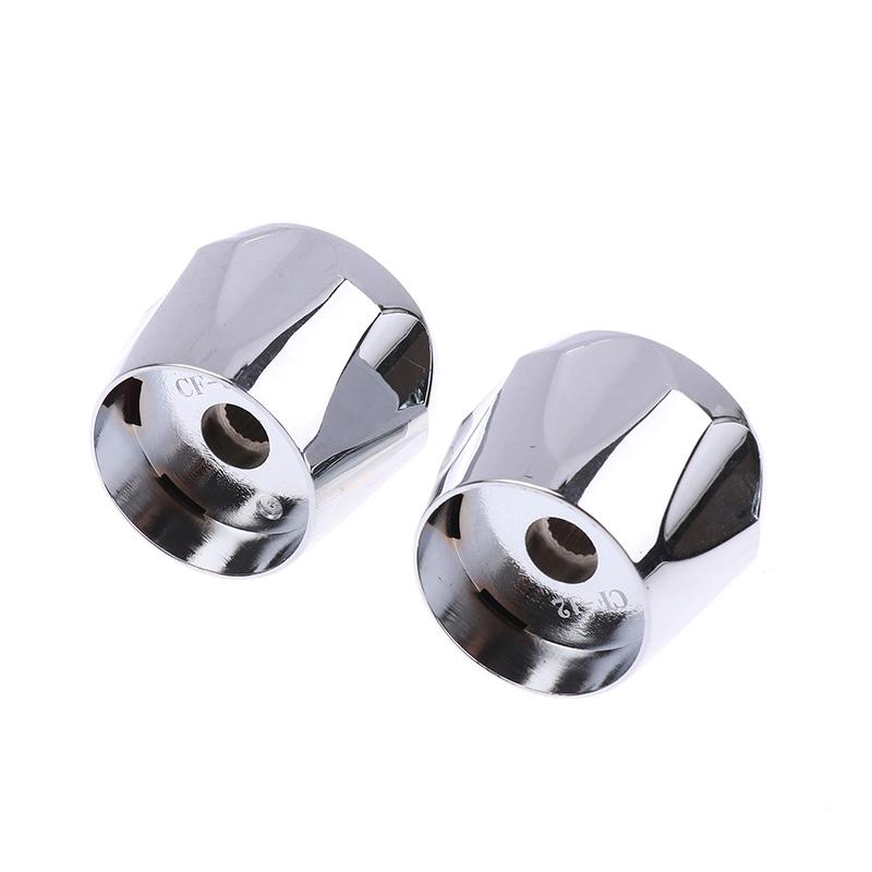 2Pcs Hot Cold Tap Top Head Faucet Cover Chrome Plated Replacement Set Kitchen Bathroom Faucet Handle Fixture Accessories
