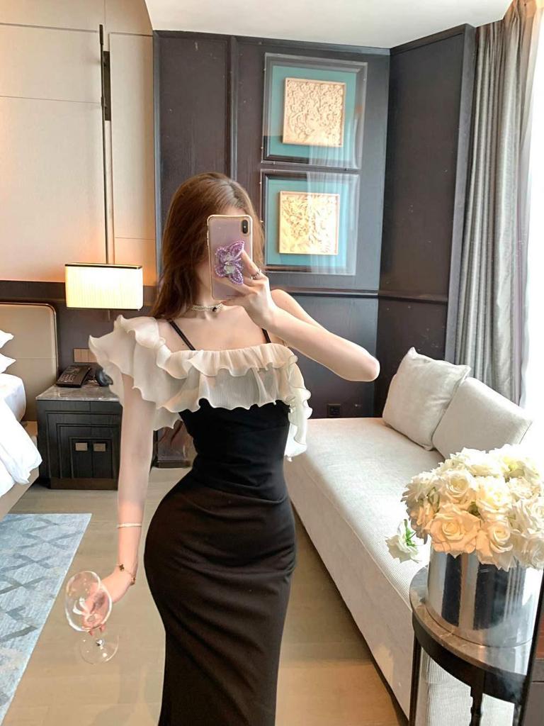 2025 Summer Elegant One-Shoulder Ruffle Dress: Pure Desire Style