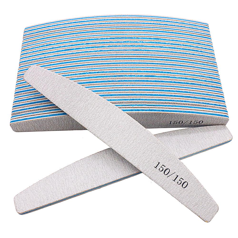 Gray Half-Moon Nail File - Double-Sided Colored Core Sanding Strip for Nail Art