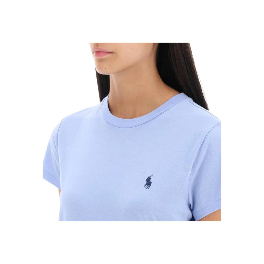 Polo Ralph Lauren Solid Color Crew Neck Short Sleeve T-Shirt Women Tops Sky-Blue 211898698SHIBL