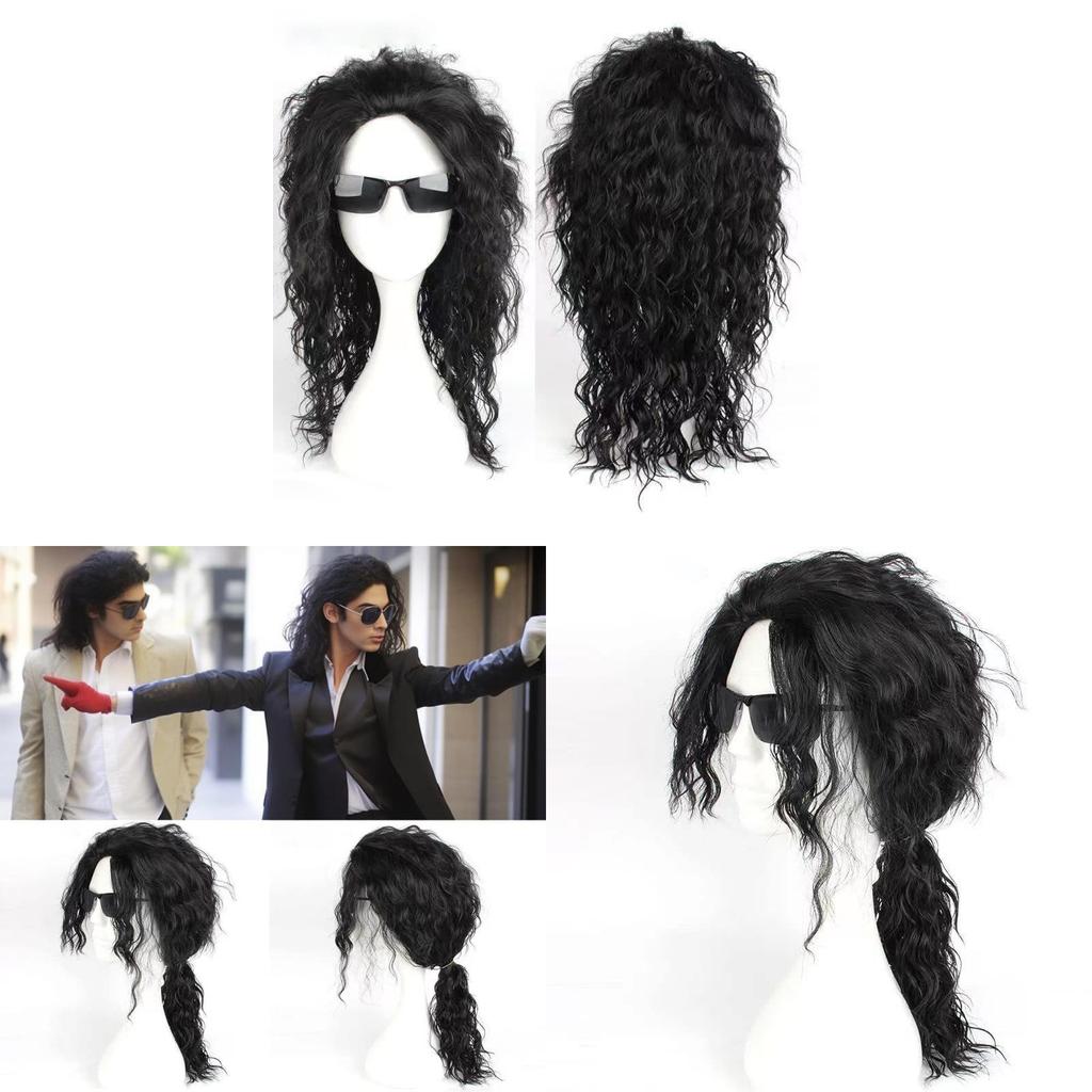 Michael Jackson Cosplay Wig With Long Curly Hair For Stage Performances And Dress Up