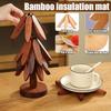 3/4PCS Tree Design Bamboo Wooden Stand Set Heat Resistant Anti Scald Table Mat Coaster Placemats for Kitchen Dining Decor