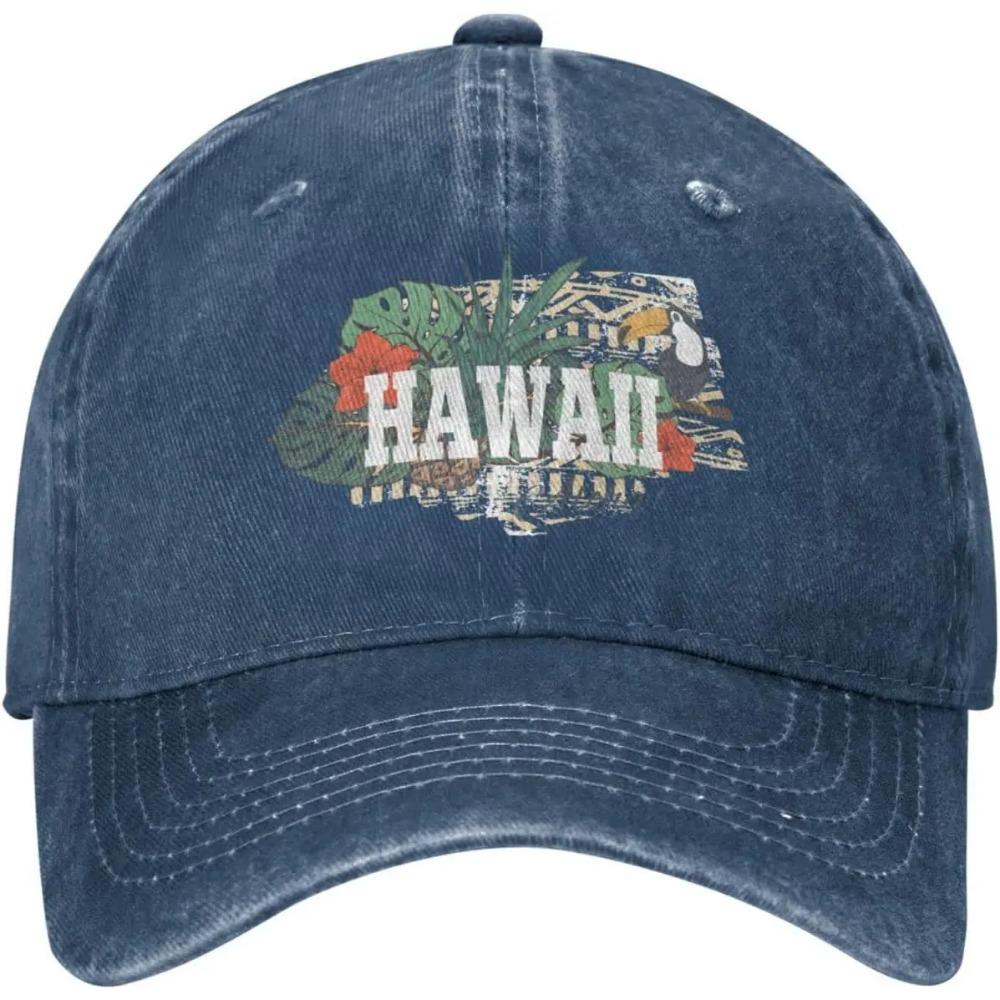 Funny Hawaii Vintage Distressed Adjustable Washed Denim Mens Dad Trucker Hat Baseball Ball Cap for Men