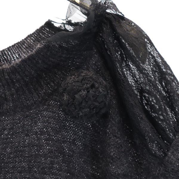 LANVIN en Bleu Wool Blend Design Short Sleeve Design Sweater 38 Gray Knit Women Used