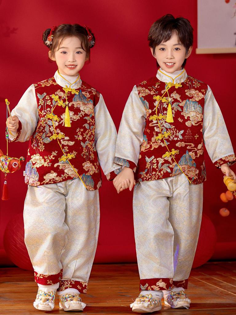 Children's Hanfu Performance Costume: Winter Tang Dynasty Style for Boys & Girls - Traditional Chinese Cultural Attire for Kindergarten