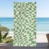 Rainbow Wavy Checkerboard Print Beach Towel Retro Y2K Colorful Warped Grid Soft Quick Dry Absorbent Large Swim Towel for Summer