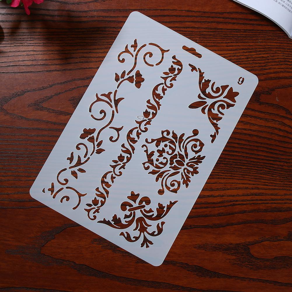 Plastic Hollow Out Template DIY Painting Template Drawing Tool Art Craft Reused Flower Pattern for Wall Painting
