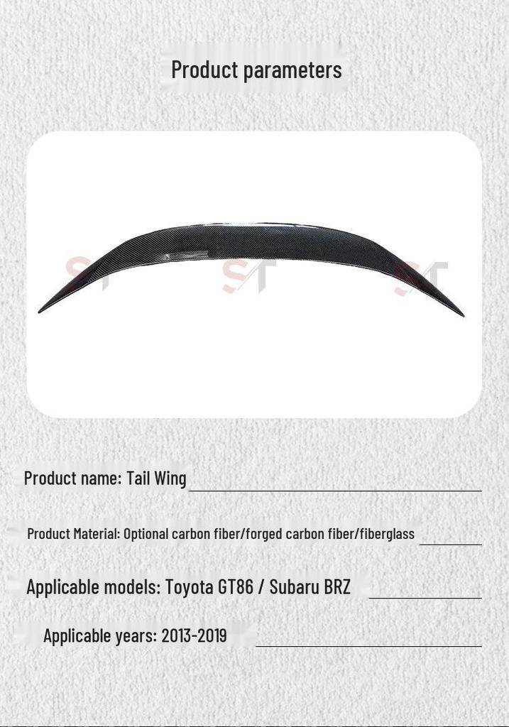 Carbon Fiber Rear Spoiler Ducktail Wing for 2013-19 Toyota GT86/Subaru BRZ