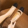 thick heel high heels women's new color matching women's shoes square head work shoes are not tired feet small fragrant style medium heel single shoes
