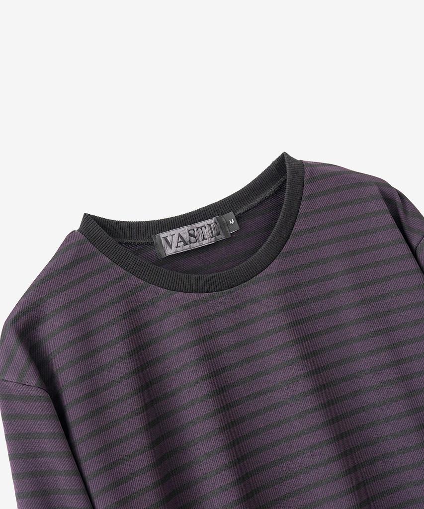 Bastic Texture Stripe Long Sleeve_Black / Purple