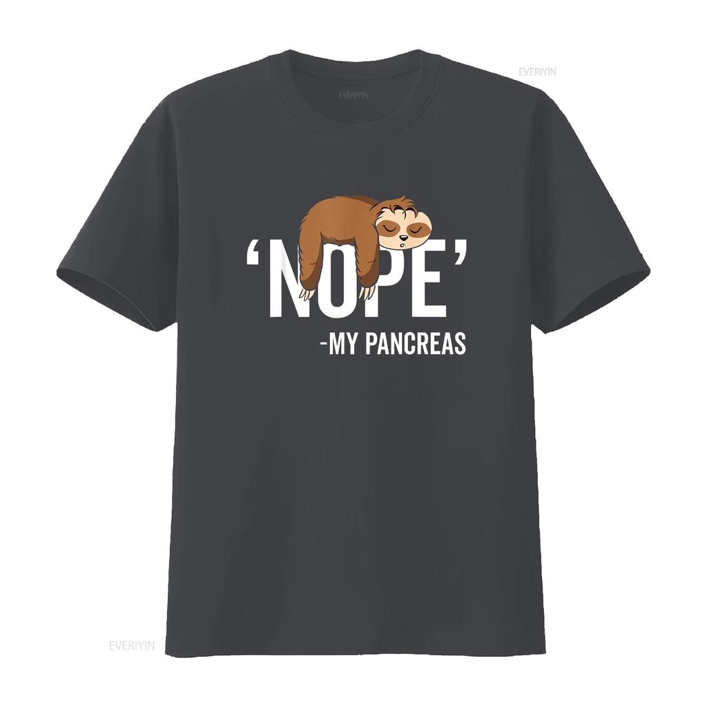 Nope My Pancreas Cute Sloth Type 1 T1D Diabetes Funny T Shirt vintage Washed Comfortable Stylish Casual Top For Everyday Wear