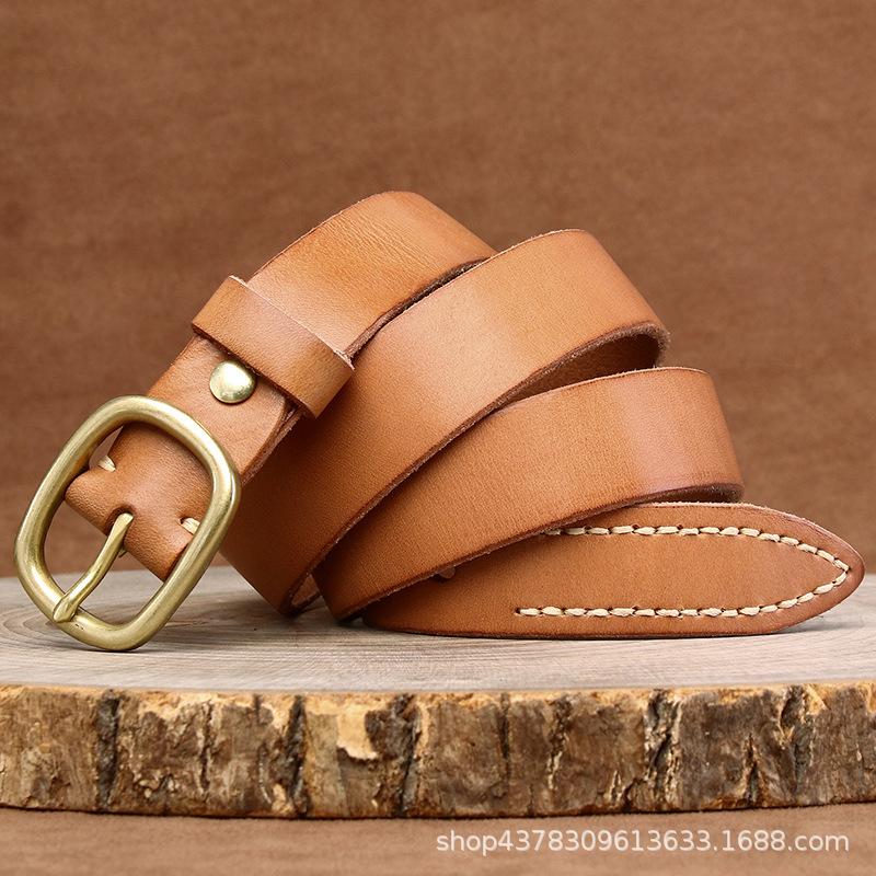 Women's Belt Leather Pin Buckle First Layer Cowhide Retro and Fashion All-Matching Trendy Korean Style Jeans Belt