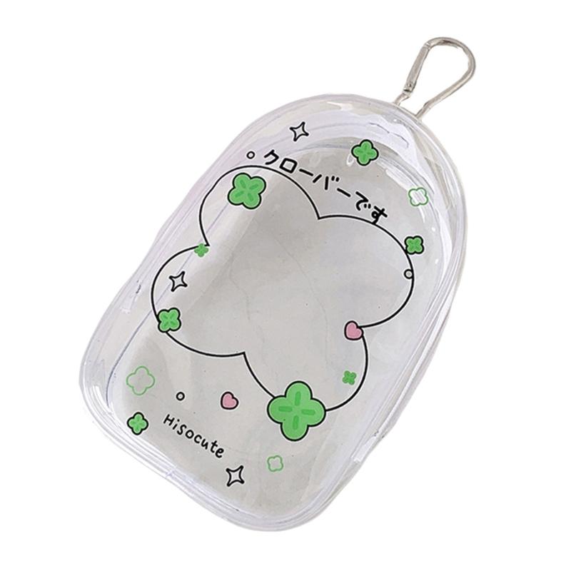 Portable Clear Hanging Storage Bag For Mini Figures Dolls Collectibles With Keychain Attachment And Zipper Closure