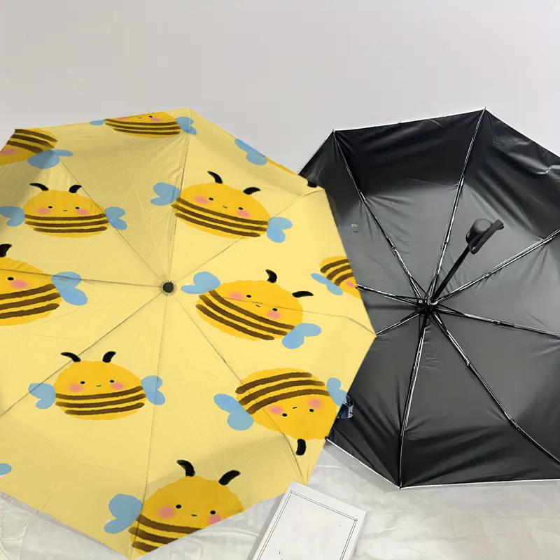 Niedlicher Bienen-Print Automatisches Öffnungs-/Schließschirm mit faltbarem Design, Eisenrahmen, für den Außenbereich, Festivalgeschenk, Geeignet für Fans, Reisen, D