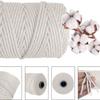 Corde 3mm 100m Corde en Coton Naturel Torsadée 4 Brins Corde en Coton pour Suspension Murale Artisanat Tricot Boho Décoration Maison Mariage