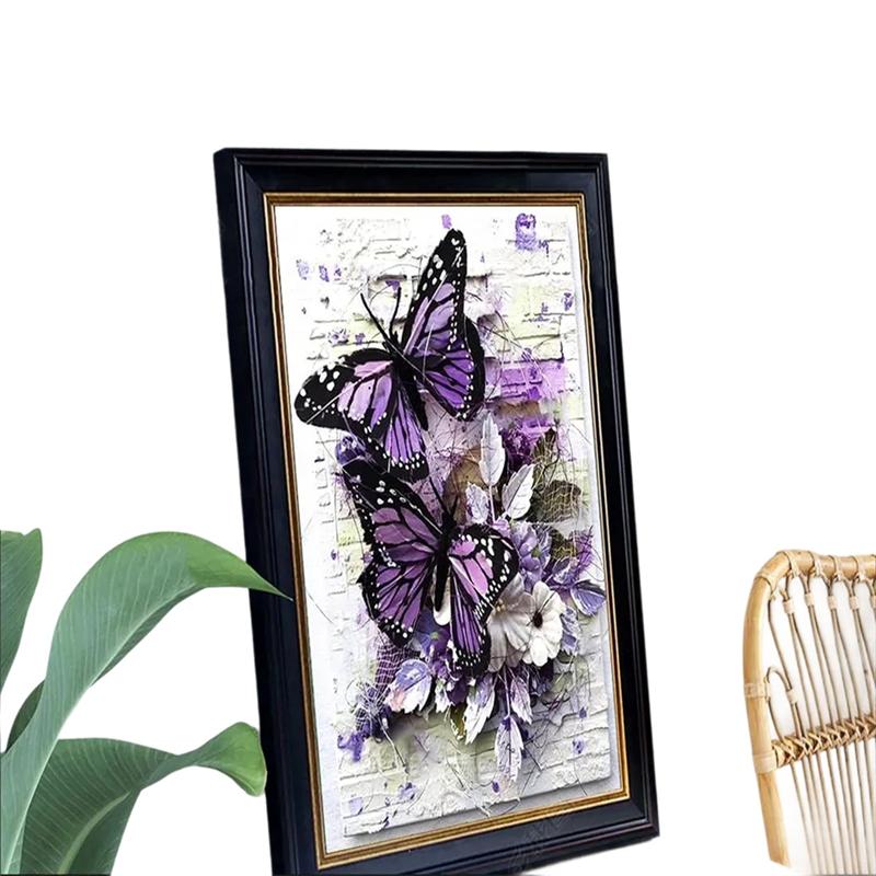 30x40 см Без рамки «Бабочки и цветы» Полная раскладка Настенный декор Алмазная мозаика