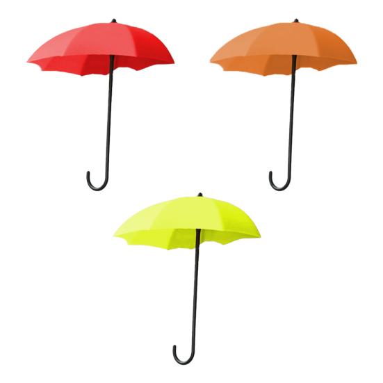 3Pcs Wall Hooks Strong Load-bearing Umbrella Shape Design Easy To Install Self Adhesive Hanger Hook Storage Organizer