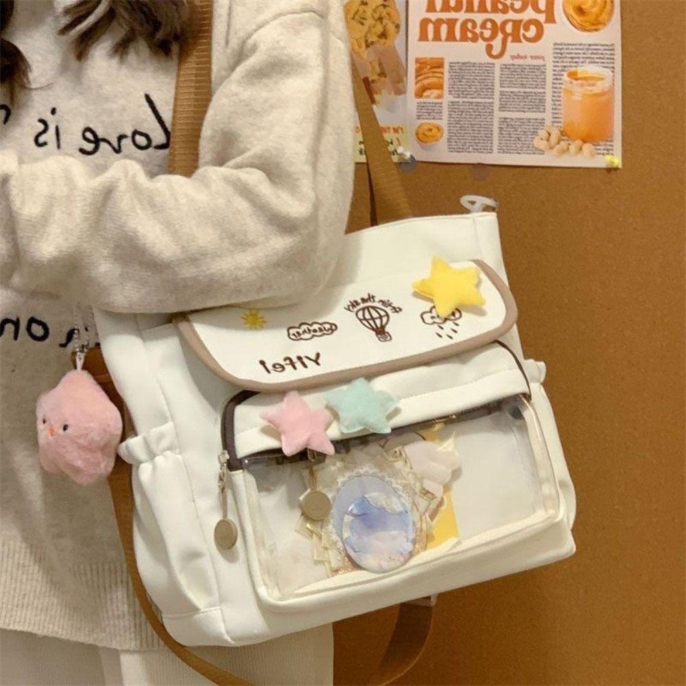 Preppy Style Student Crossbody Bag Large Capacity Y2K Anime Display Bag Cartoon Handbag  Women Use