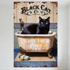 Vintage Black Cat & Co. Bathtub Tin Sign Retro Metal Poster with Whimsical Cat Art for Bar Pub Home Cafe Wall Decor 8x12 Inch