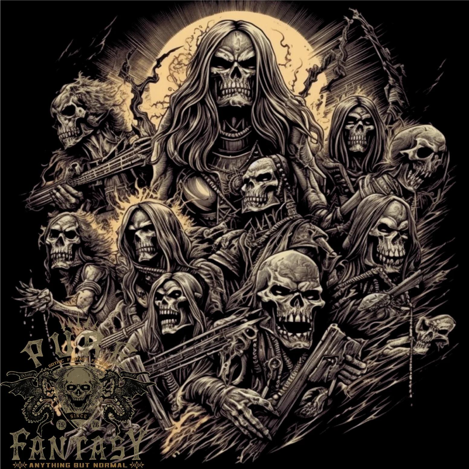 26 Heavy Metal Skull Rock Band Biker Music Grim Reaper Mens Cotton T-Shirt Tee Top Unisex T-Shirt L