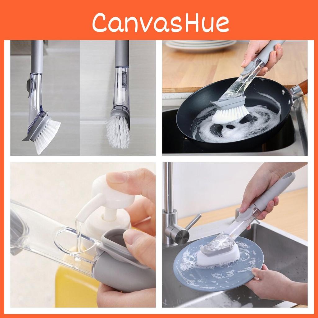 Longhandle Kitchen Cleaning Brush Bowl Washing Sponge Brush Pot Accessories