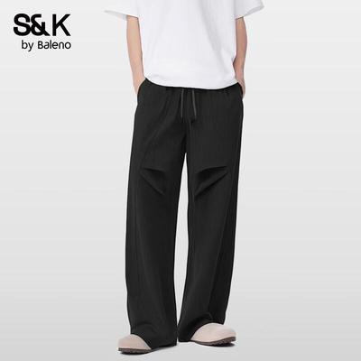 Baleno S&K Herren Twill Plissee Weitbein Freizeithose