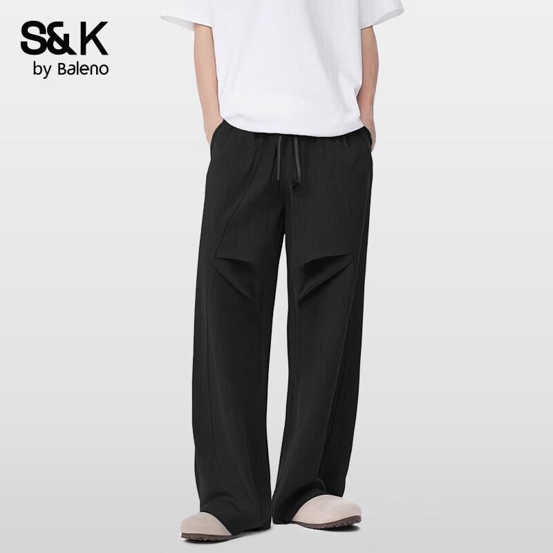 

Baleno S&K Men s Twill Pleated Wide-Leg Casual Pants L