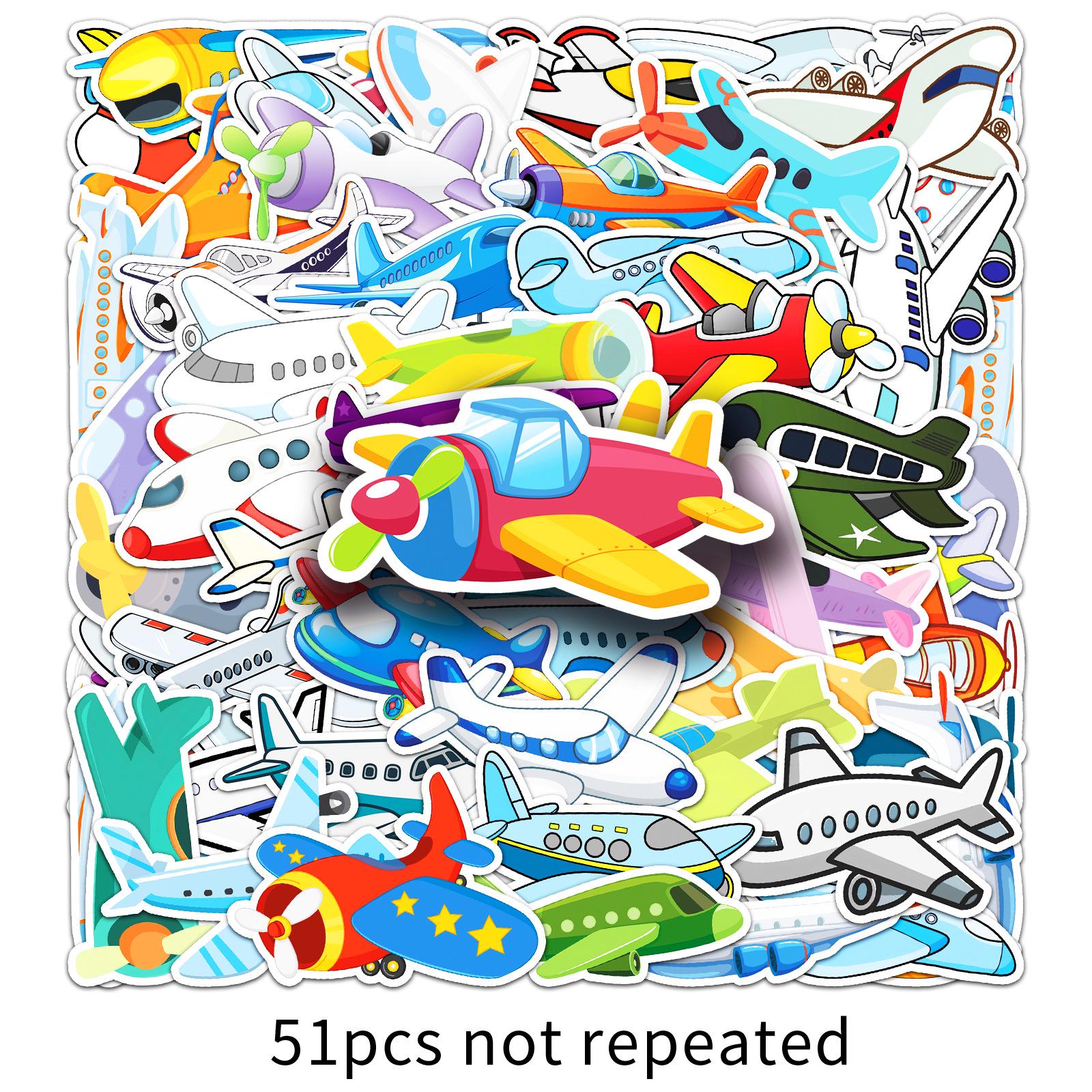 

51 Cartoon Airplane Stickers: HD, Waterproof, for Journals & Water Bottles