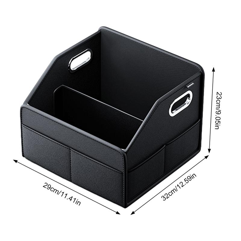 PU Leather Car Trunk Storage Basket Large Capacity Auto Trunk Storage Organizer Tote Bag Trunk Storage Organizer Car Supplies